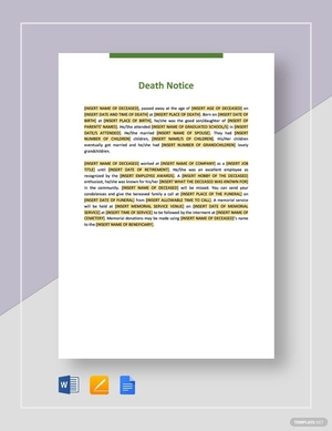 Simple Death Notice Template