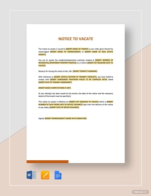 Notice to Vacate Template