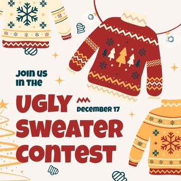 Free Ugly Sweater Contest Instagram Post Template to Edit Online