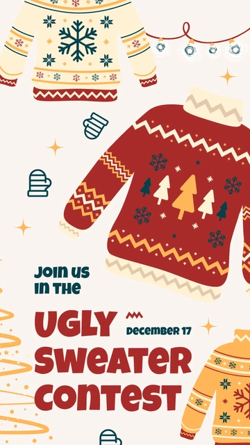 Free Ugly Sweater Contest Instagram Story Template to Edit Online