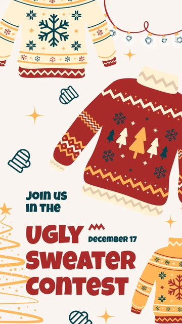 Free Ugly Sweater Contest Whatsapp Post Template to Edit Online