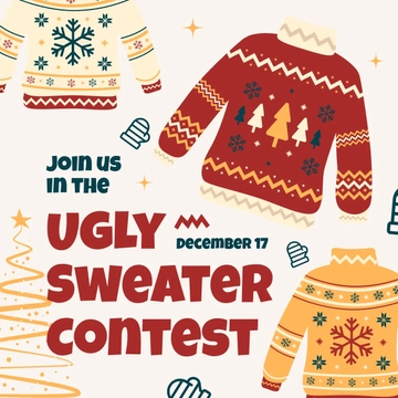 Free Ugly Sweater Contest Linkedin Post Template to Edit Online