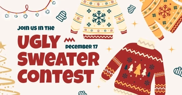 Free Ugly Sweater Contest Facebook Post Template to Edit Online