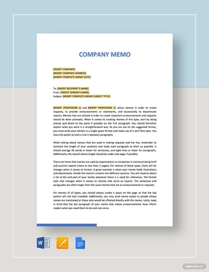 Sample Company Memo Template