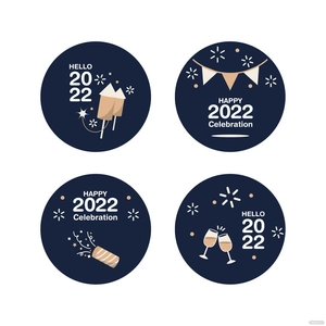 Happy New Year Label Vector