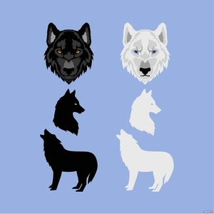 Black and White Wolf Vector