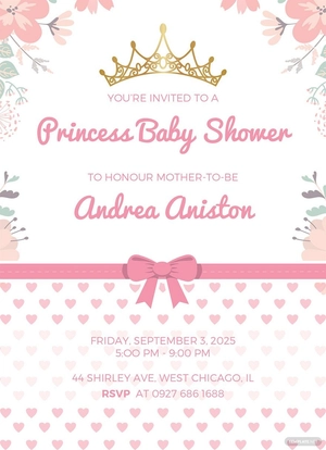 Modern Princess Baby Shower Invitation Template