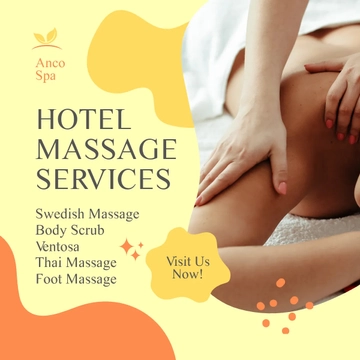 Free Hotel Massage Ad Post, Instagram, Facebook Template to Edit Online