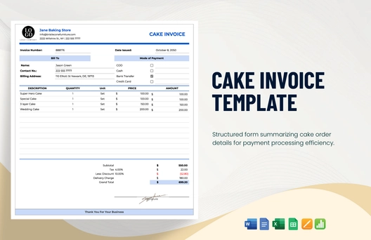 Cake Invoice Template Cake Invoice Template