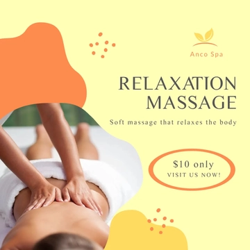 Free Relaxation Massage Ad Post, Instagram, Facebook Template to Edit Online