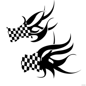 Checkered Flag Flames Vector