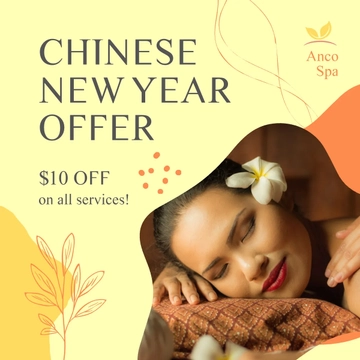 Free Chinese New Year Massage Ad Post, Facebook, Instagram Template to Edit Online