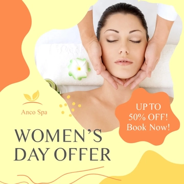 Free Women's Day Massage Offer Post, Facebook, Instagram Template to Edit Online