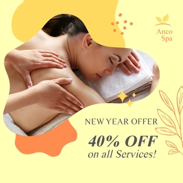Free New Year Massage Offer Post, Facebook, Instagram Template to Edit Online