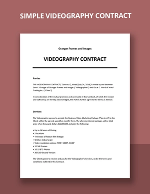 Simple Videography Contract Template