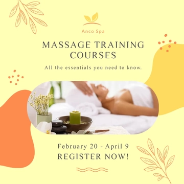 Free Massage Training Courses Ad Post, Facebook, Instagram Template to Edit Online
