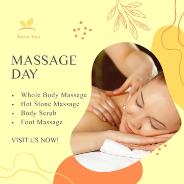 Free Massage Day Ad Post, Facebook, Instagram Template to Edit Online