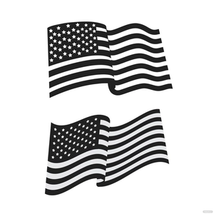 Black American Flag Waving Vector