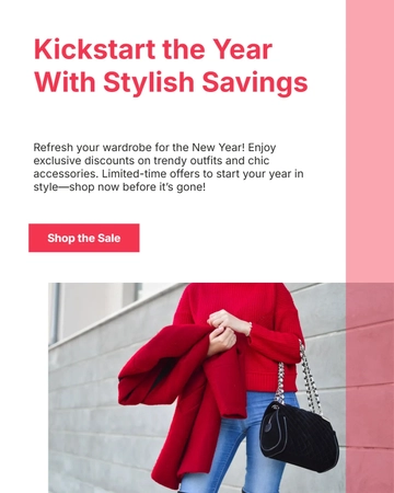 Free New Year Fashion Sale Promotion Instagram Post Template to Edit Online