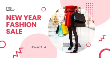 Free New Year Fashion Sale Promotion Facebook Post Template to Edit Online