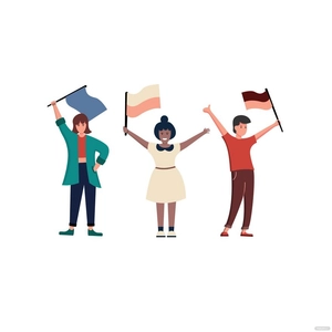 People Waving Flag Vector