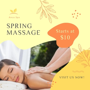 Free Spring Massage Offer Post, Facebook, Instagram Template to Edit Online