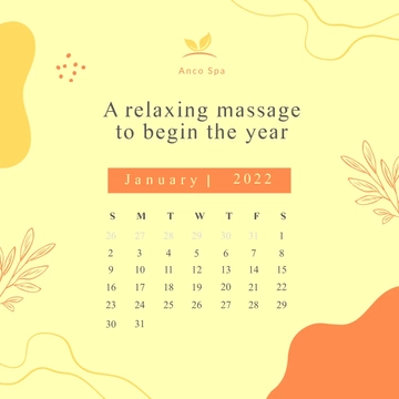 Free Professional Massage Calendar Template to Edit Online