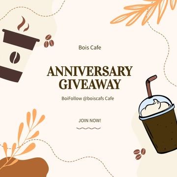 Free Cafe Anniversary Instagram Giveaway Template to Edit Online