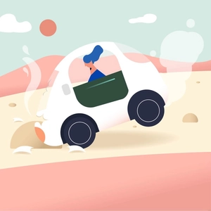 Cartoon Car Crash Illustration