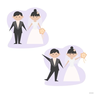 Cartoon Wedding Couple Vector