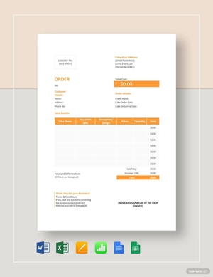 Cake Order Template
