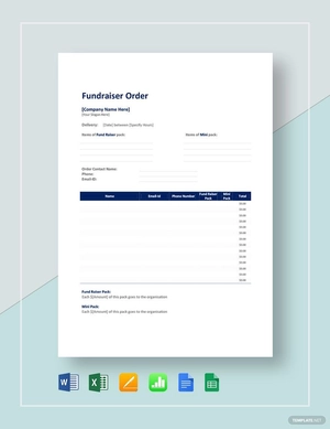 Sample Fundraiser Order Template