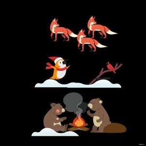 Winter Animals Vector