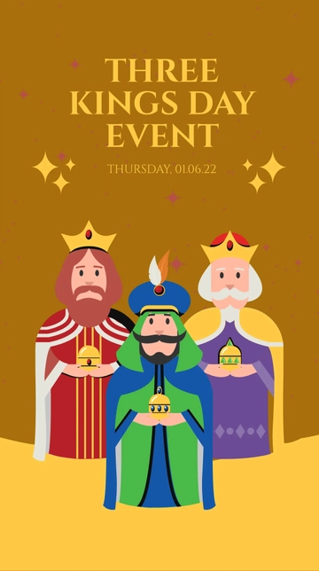 Free Three Kings Day Event Whatsapp Post Template to Edit Online