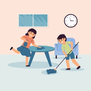 Kids Cleaning Illustration