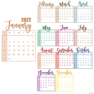 Simple January 2022 Calendar Vector
