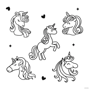 Unicorn Doodles Vector