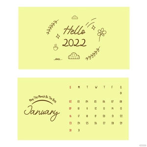 Handlettering January 2022 Calendar Vector