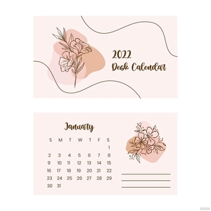 January 2022 Desk Calendar Vector
