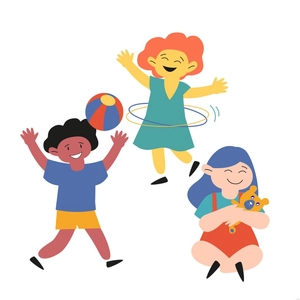 Children Playing Toys Illustration