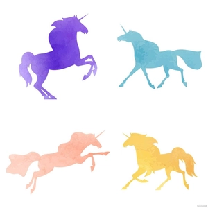 Watercolor Unicorn Vector