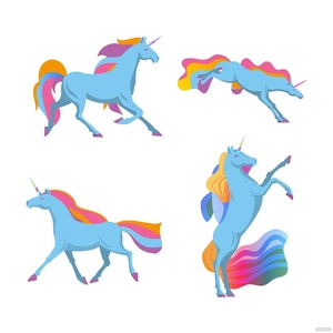 Blue Unicorn Vector