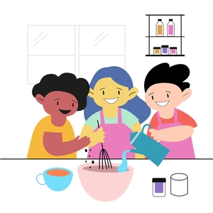 Children Cooking Illustration