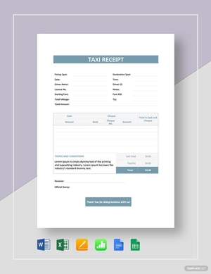 Taxi Receipt Taxi Receipt