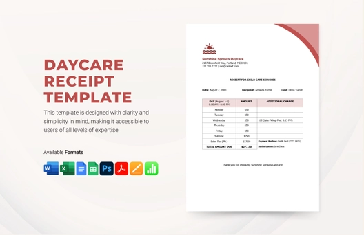Daycare Receipt Template