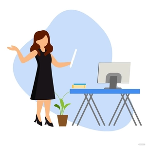Office Girl Vector