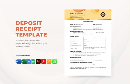 Deposit Receipt Template