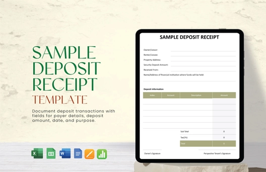 Sample Deposit Receipt Template