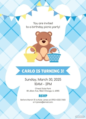 Teddy Bear Picnic Birthday Invitation Template
