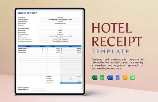 Hotel  Receipt Template Hotel  Receipt Template